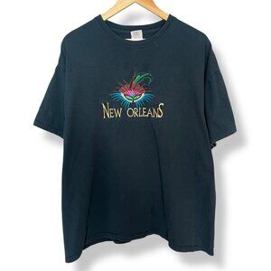 Vintage New Orleans T-Shirt Embroidered Short Sleeve Feather Mask Crewneck‎ Tee